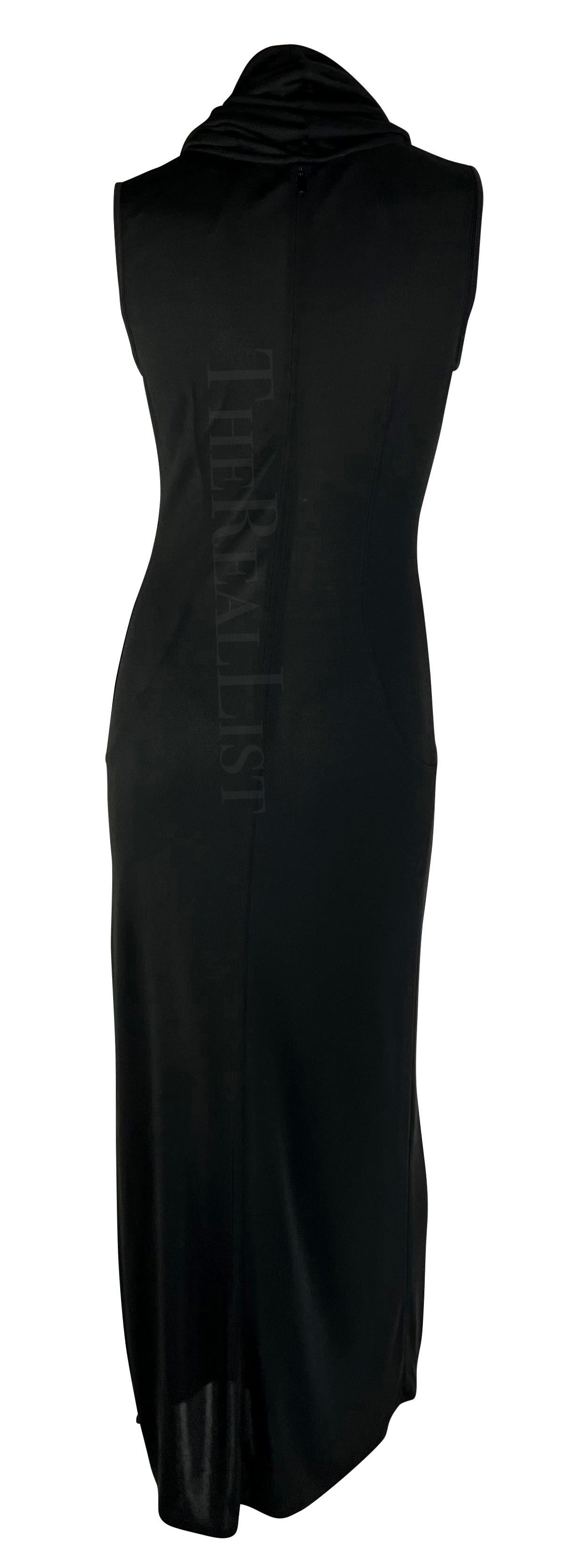 S/S 1996 Dolce & Gabbana Runway Hooded Stretch Black High Slit Dress For Sale 8