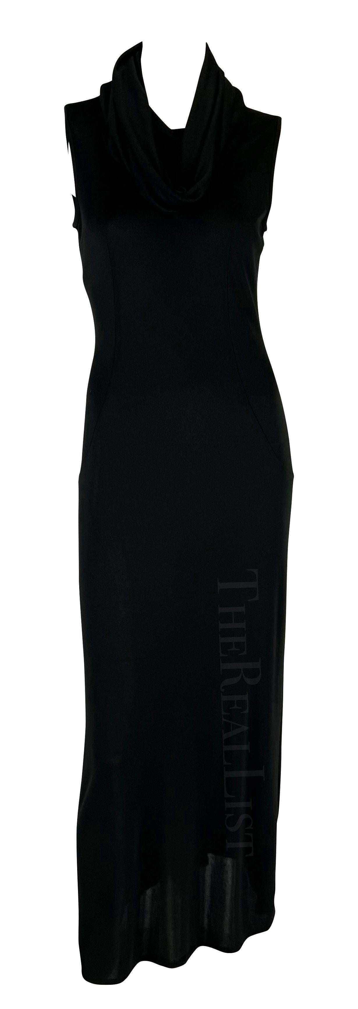 S/S 1996 Dolce & Gabbana Runway Hooded Stretch Black High Slit Dress For Sale 5
