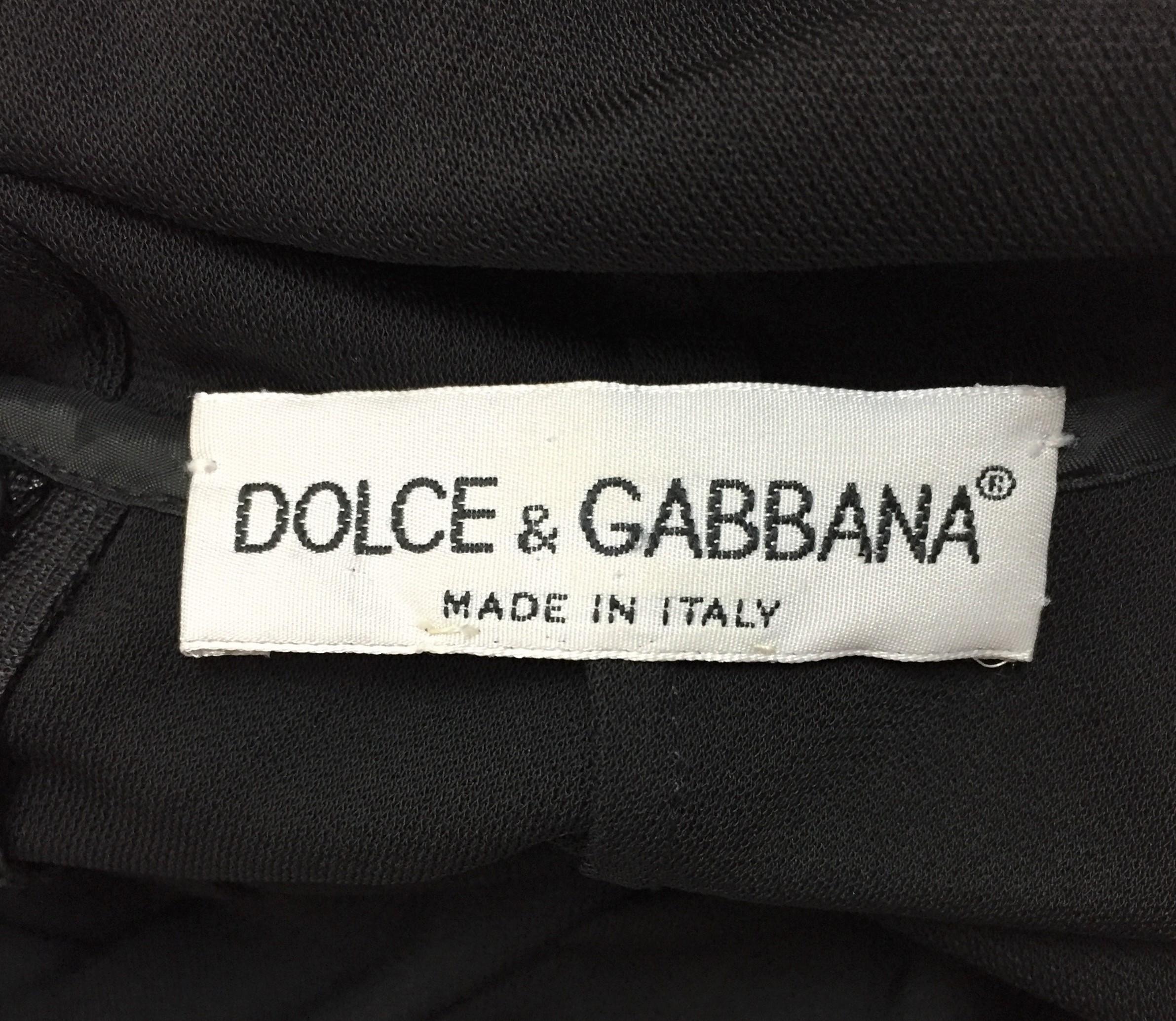Women's S/S 1996 Dolce & Gabbana Runway Semi-Sheer Black Hooded Gown Dress 40