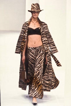 S/S 1996 Dolce & Gabbana Runway Sheer Tiger Print Oversized Wide Leg Pants