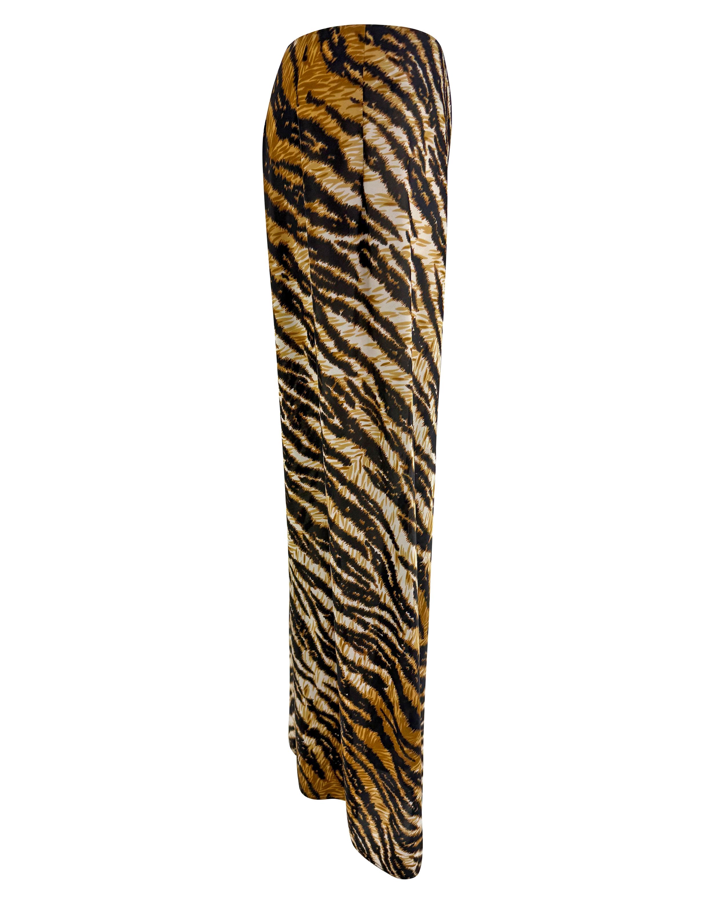 S/S 1996 Dolce & Gabbana Runway Sheer Tiger Print Oversized Wide Leg Pants For Sale 3