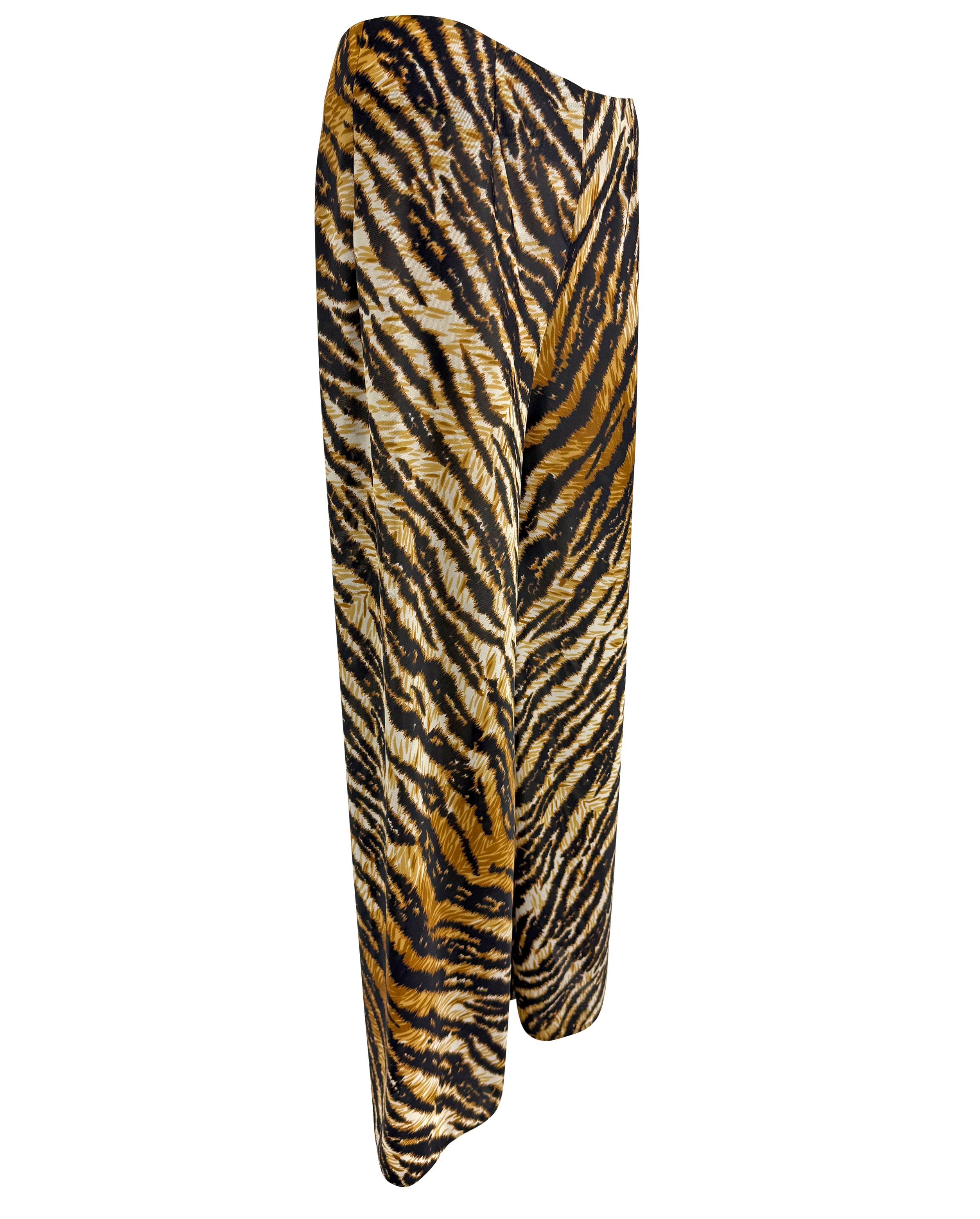S/S 1996 Dolce & Gabbana Runway Sheer Tiger Print Oversized Wide Leg Pants For Sale 4
