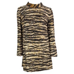 Vintage S/S 1996 Dolce & Gabbana Runway Tiger Print Mock Neck Side Slit Tunic Top