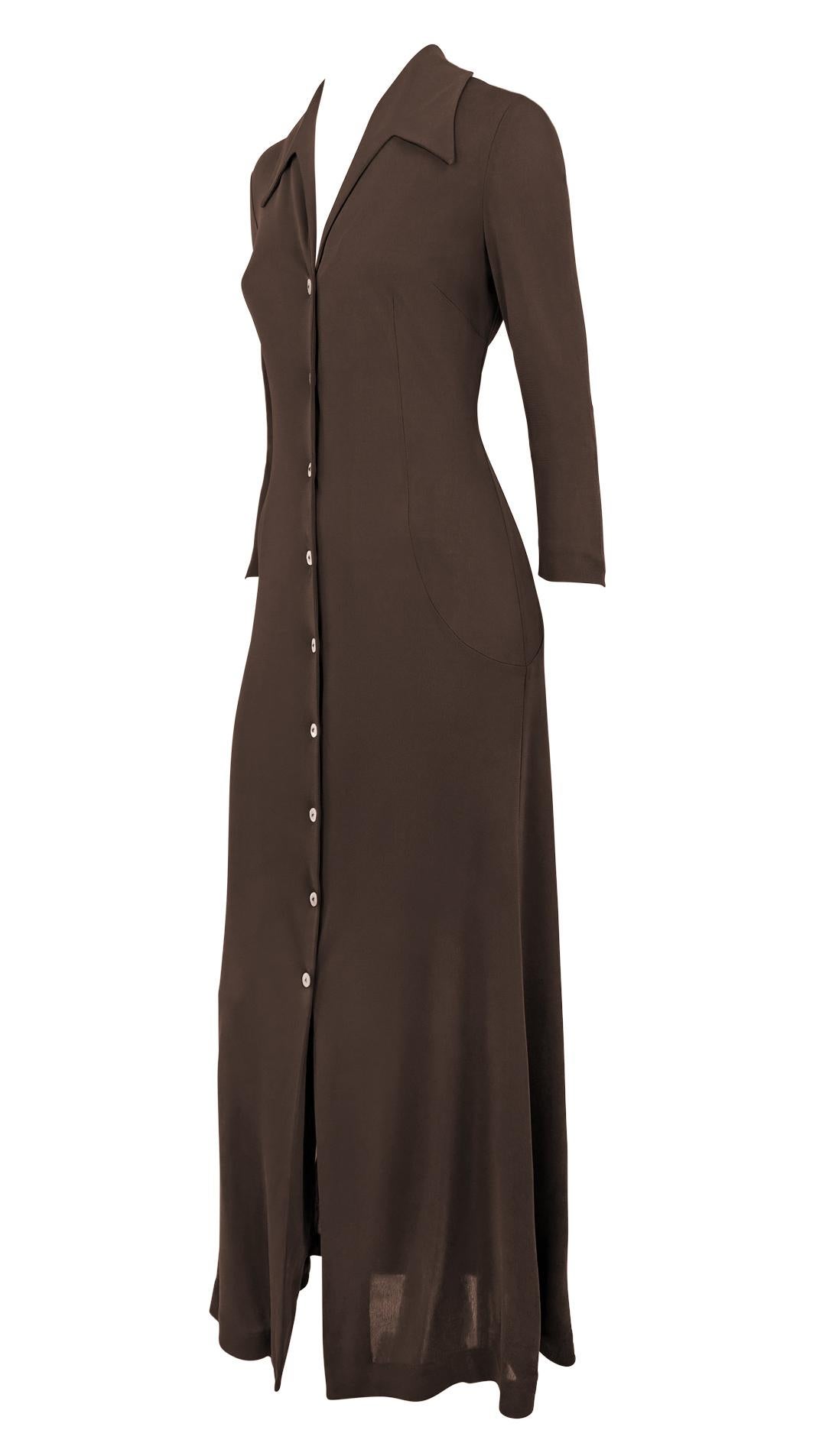 S/S 1996 Dolce & Gabbana Vestido plumífero marrón con botones transparentes Negro en venta