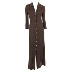 S/S 1996 Dolce & Gabbana Sheer Brown Button-Up Duster Maxi Dress
