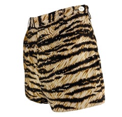S/S 1996 Dolce & Gabbana Tiger Print Silk Mini Short Shorts Hot Pants
