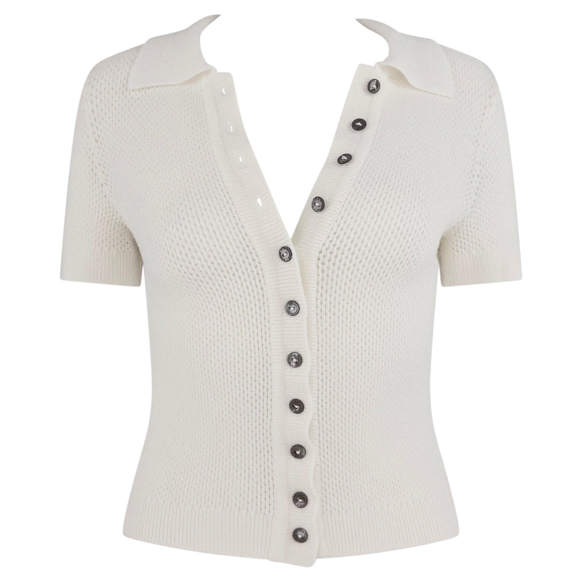 S/S 1996 Dolce & Gabbana White Sheer Knit Button Up Short Sleeve Polo Top IT42