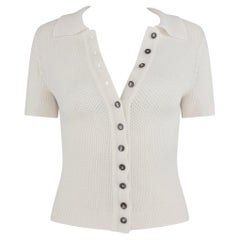 S/S 1996 Dolce & Gabbana White Sheer Knit Button Up Short Sleeve Polo Top
