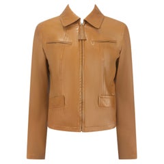 S/S 1996 Donna Karan Runway Tan Lambskin Zip Leather Jacket
