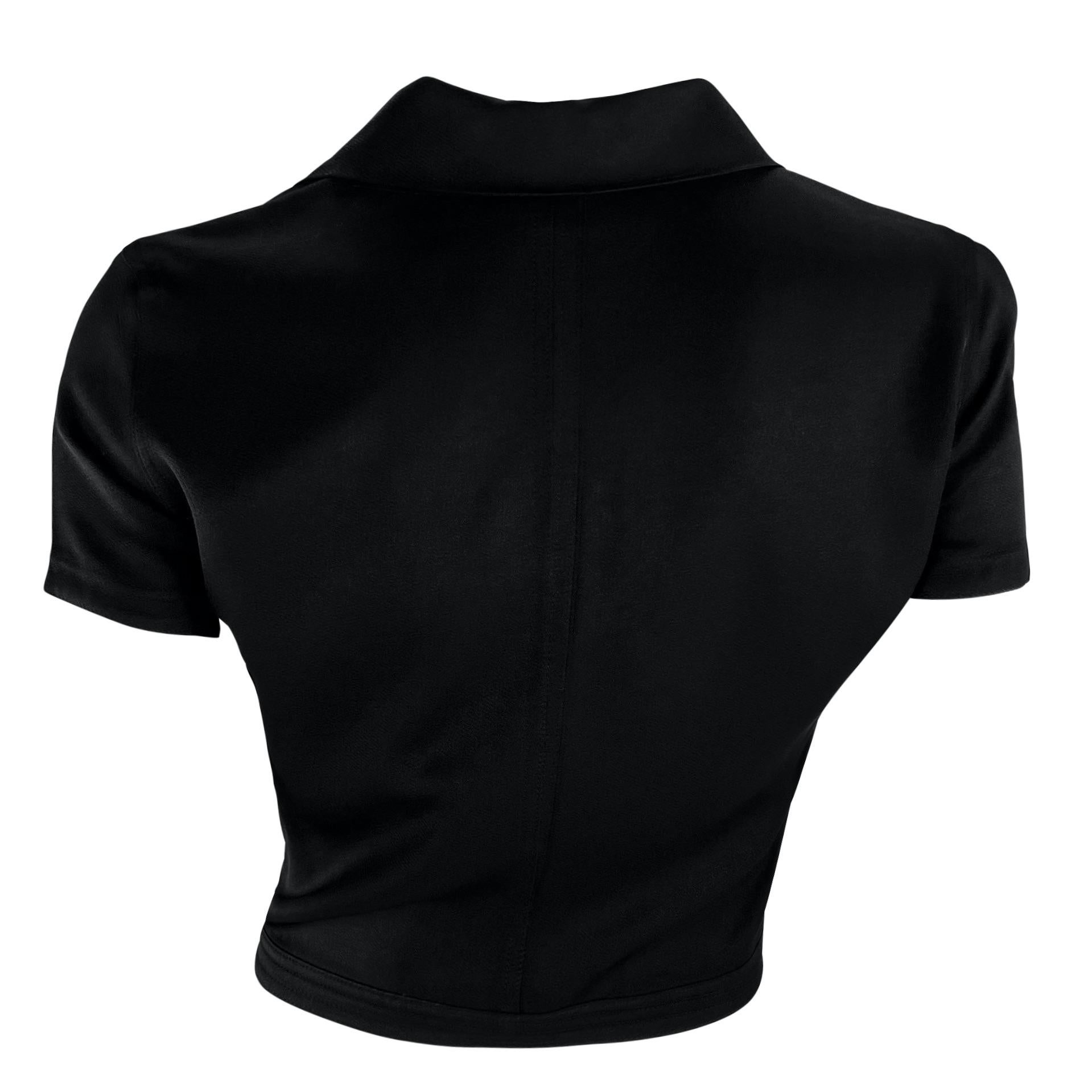 S/S 1996 Gianni Versace Black Buckle Collared Crop-Top 1
