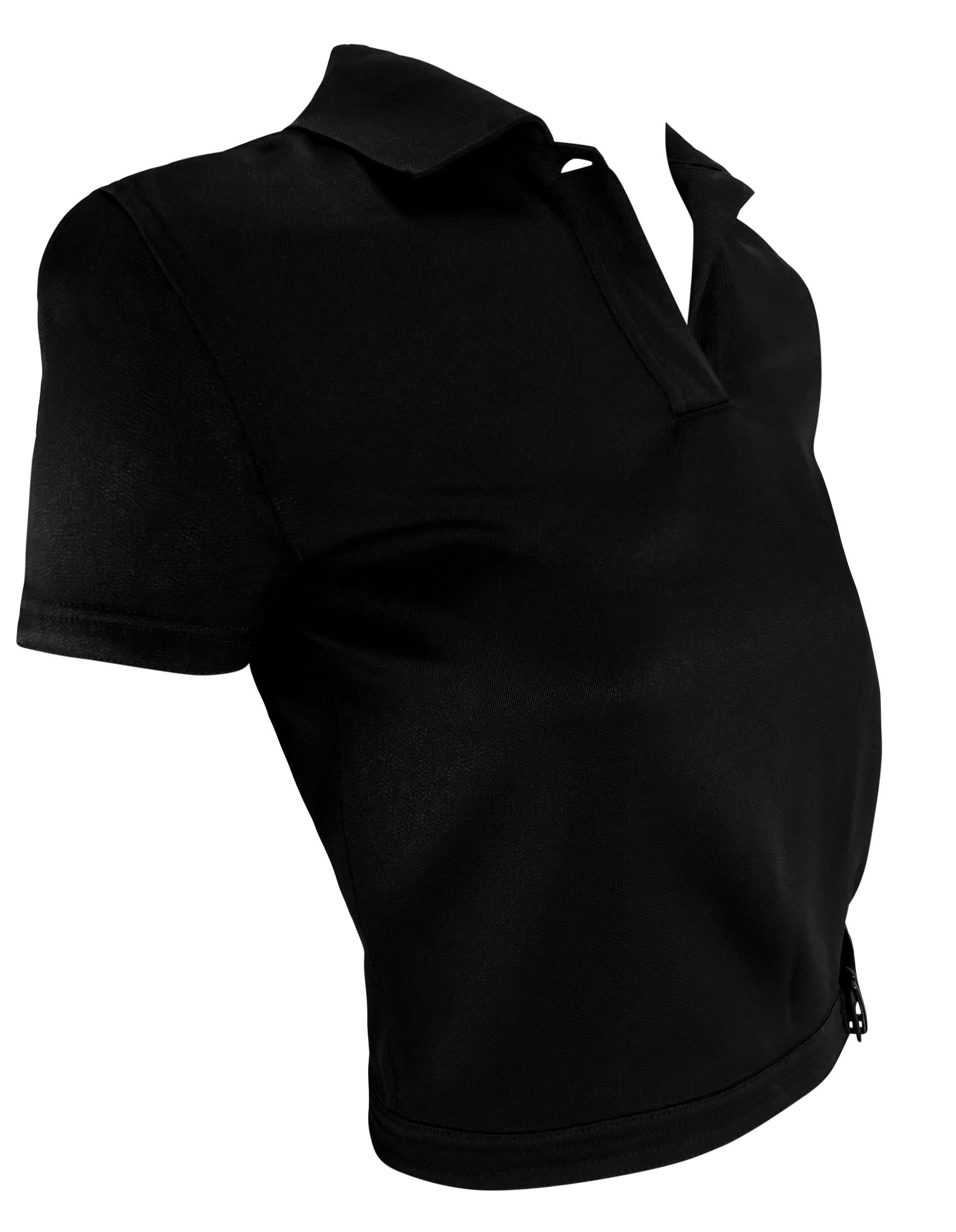 S/S 1996 Gianni Versace Black Buckle Collared Crop-Top 2