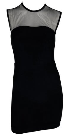 S/S 1996 Gianni Versace Black Sheer Panel Sleeveless Mesh Bodycon Dress