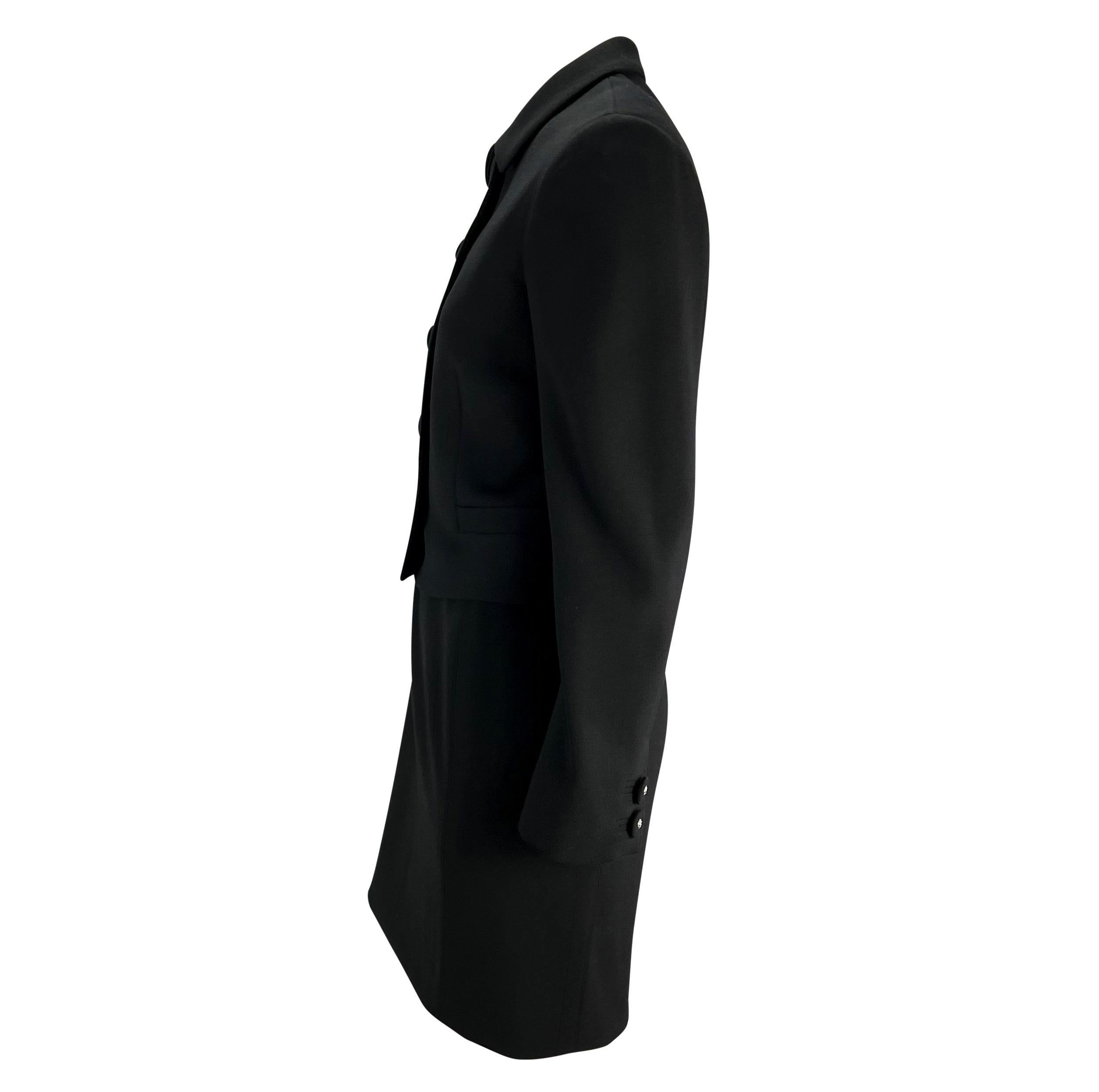 S/S 1996 Gianni Versace Couture Black Wool Medusa Button Dress Jacket Set For Sale 2