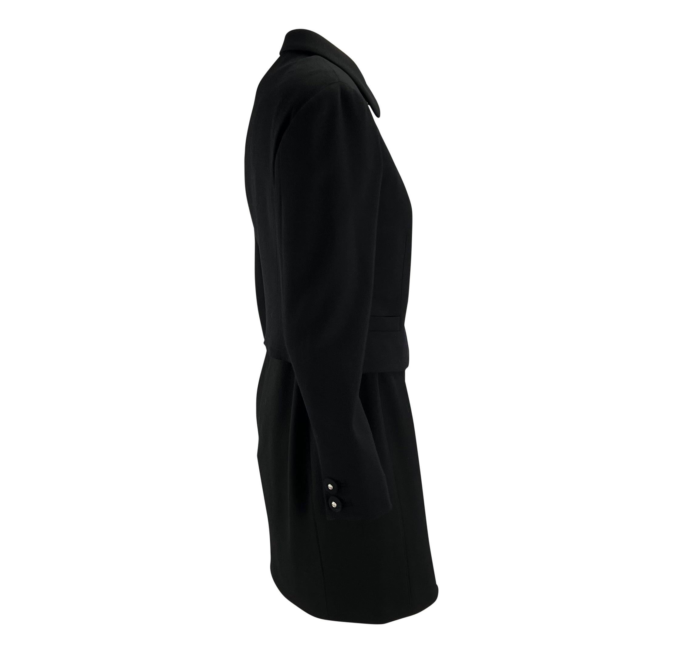 S/S 1996 Gianni Versace Couture Black Wool Medusa Button Dress Jacket Set For Sale 4