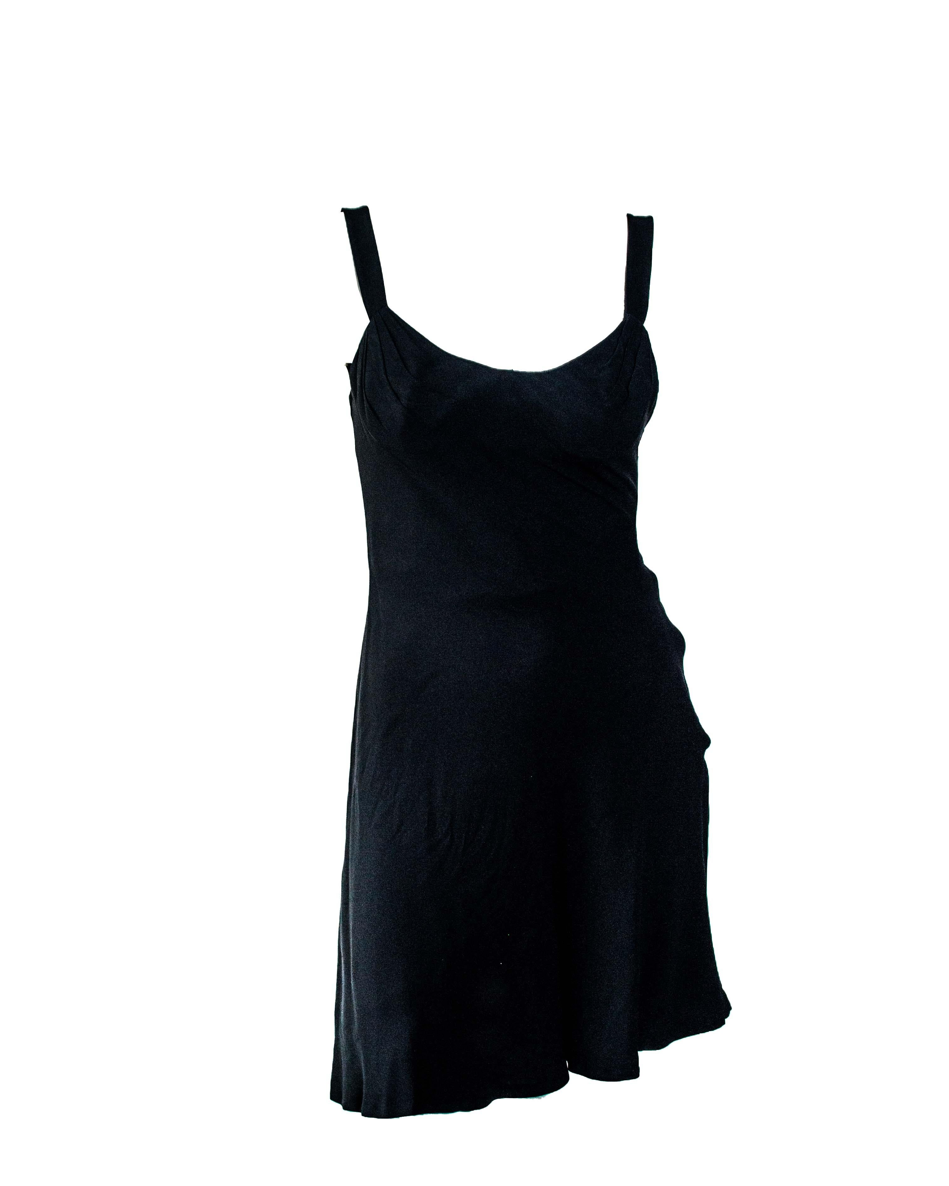 Black S/S 1996 Gianni Versace Couture Medusa Strap Mini Runway Dress  For Sale