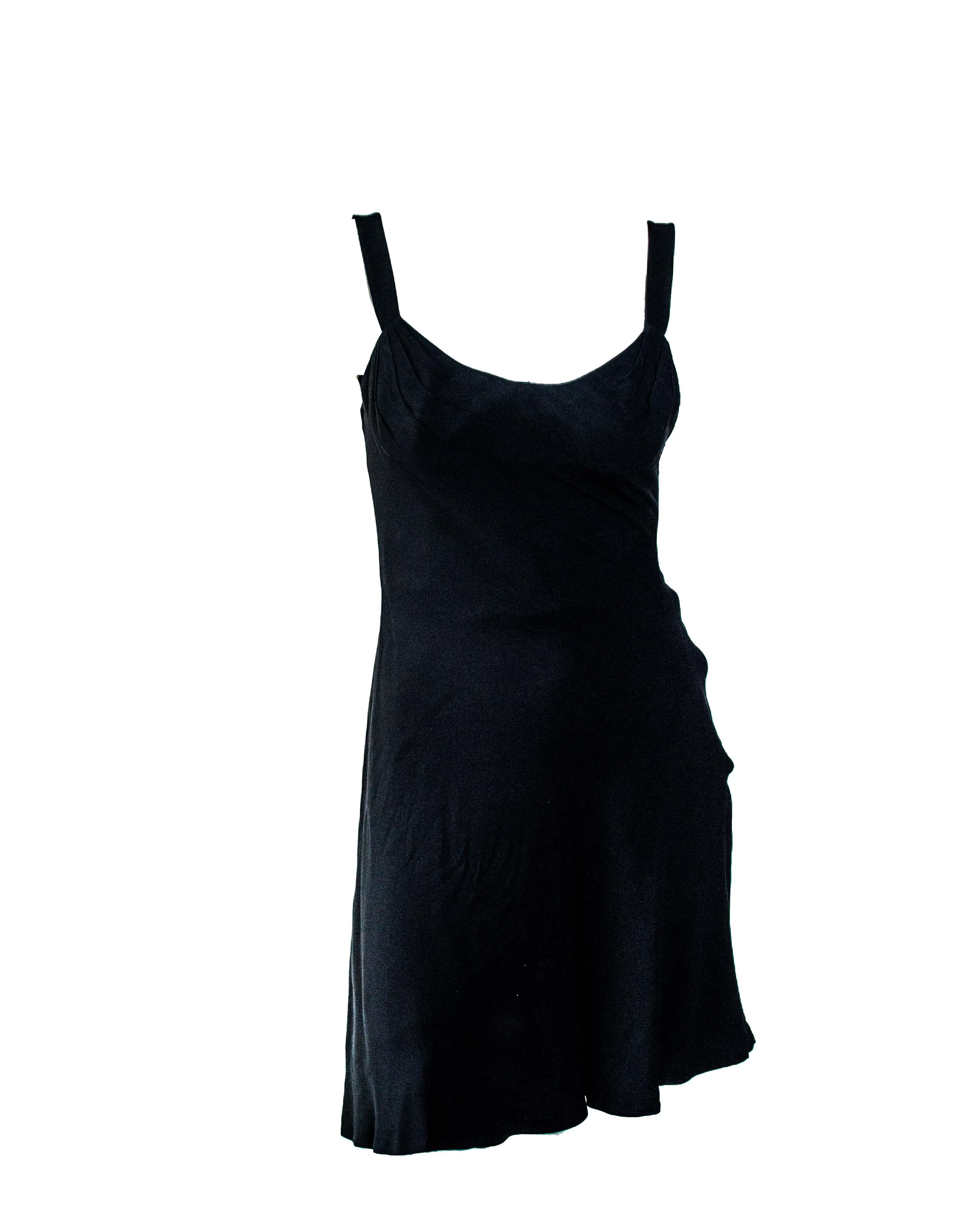 Black S/S 1996 Gianni Versace Couture Medusa Strap Mini Runway Dress For Sale