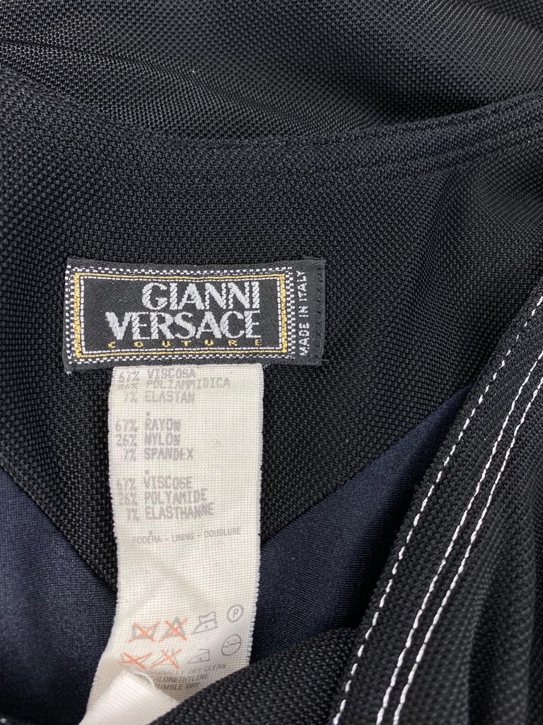 S/S 1996 Gianni Versace Couture Rhinestone Black Silver Medusa Sleeveless Dress For Sale 2