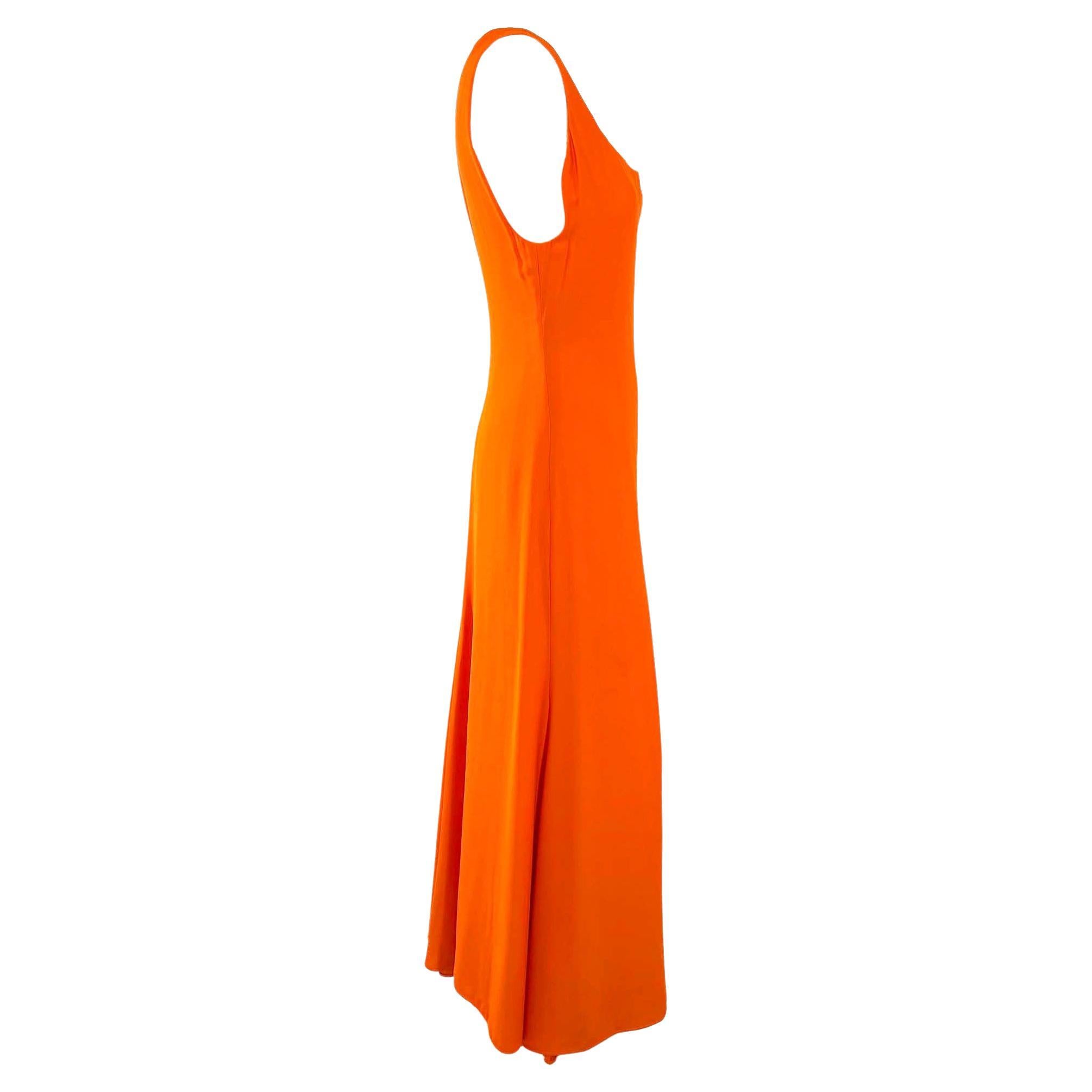 S/S 1996 Gianni Versace Couture Runway Ad Orange Bodycon Robe Helena Cindy Amber en vente 5