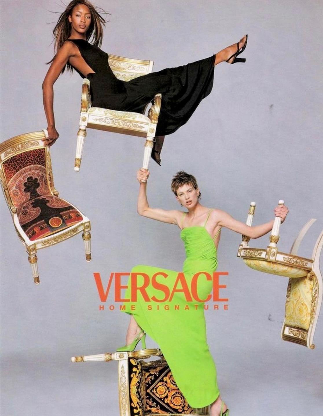 S/S 1996 Gianni Versace Princess Diana Black Scalloped Gown Ad Campaign  Naomi For Sale at 1stDibs | princess diana blue versace dress