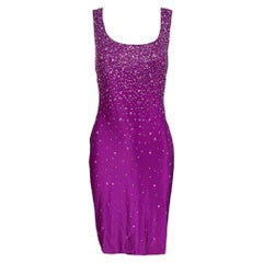 S/S 1996 Gianni Versace Vestido de Pasarela con Cuentas Moradas