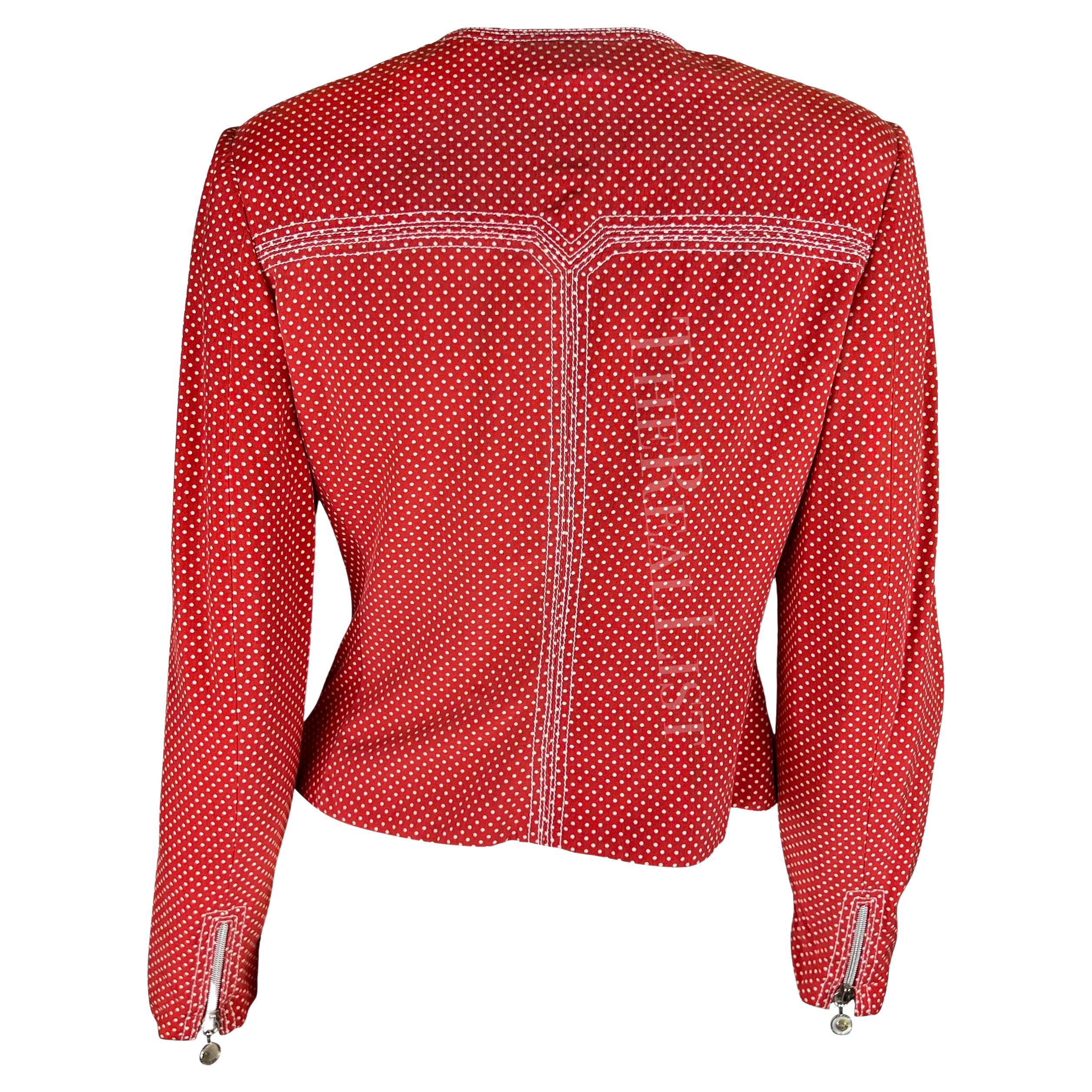 Women's S/S 1996 Gianni Versace Red Polka Dot Zip Up Jacket