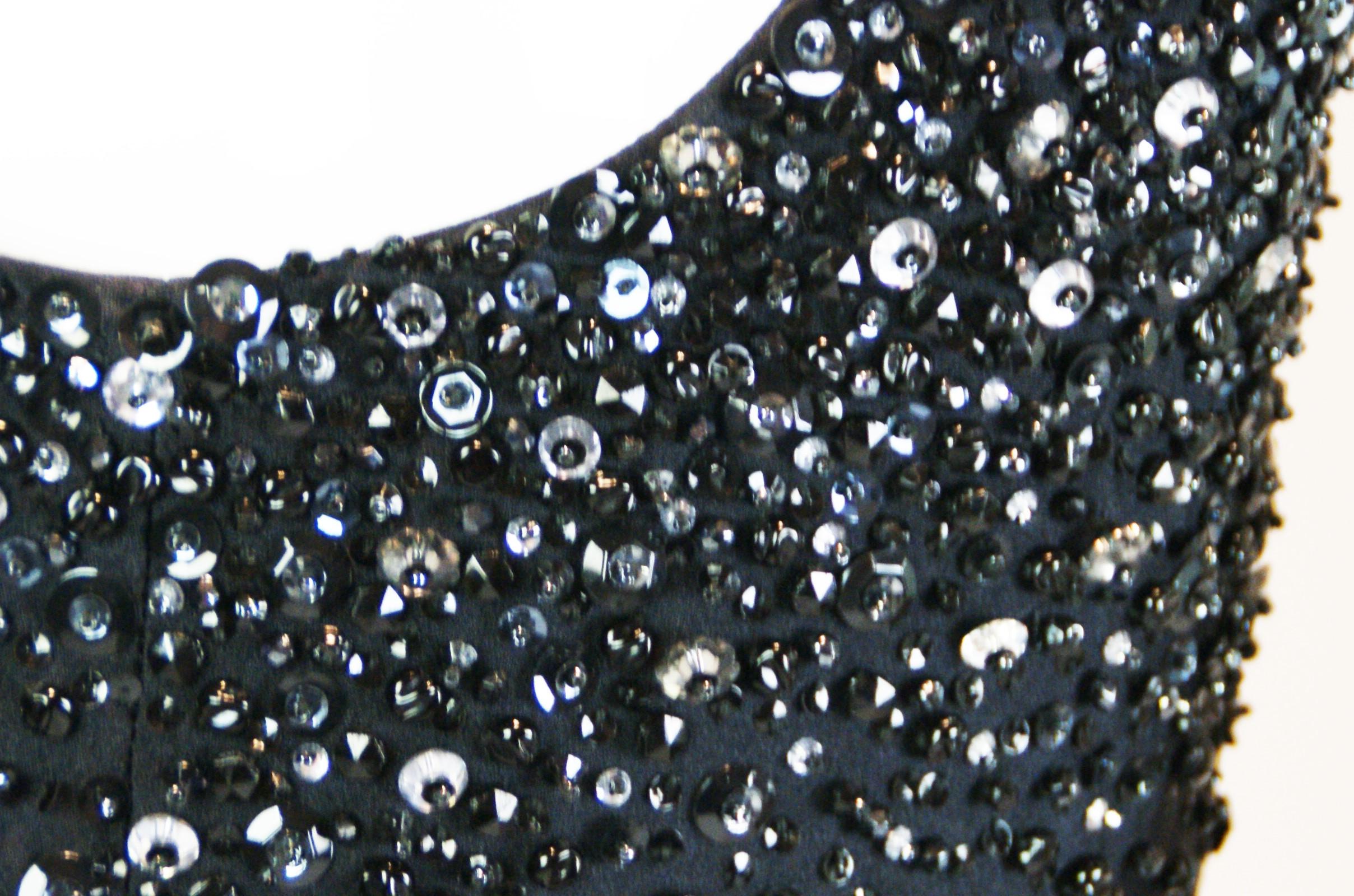 Women's S/S 1996 Gianni Versace Runway Black Silk Beaded Micro Mini Dress 40