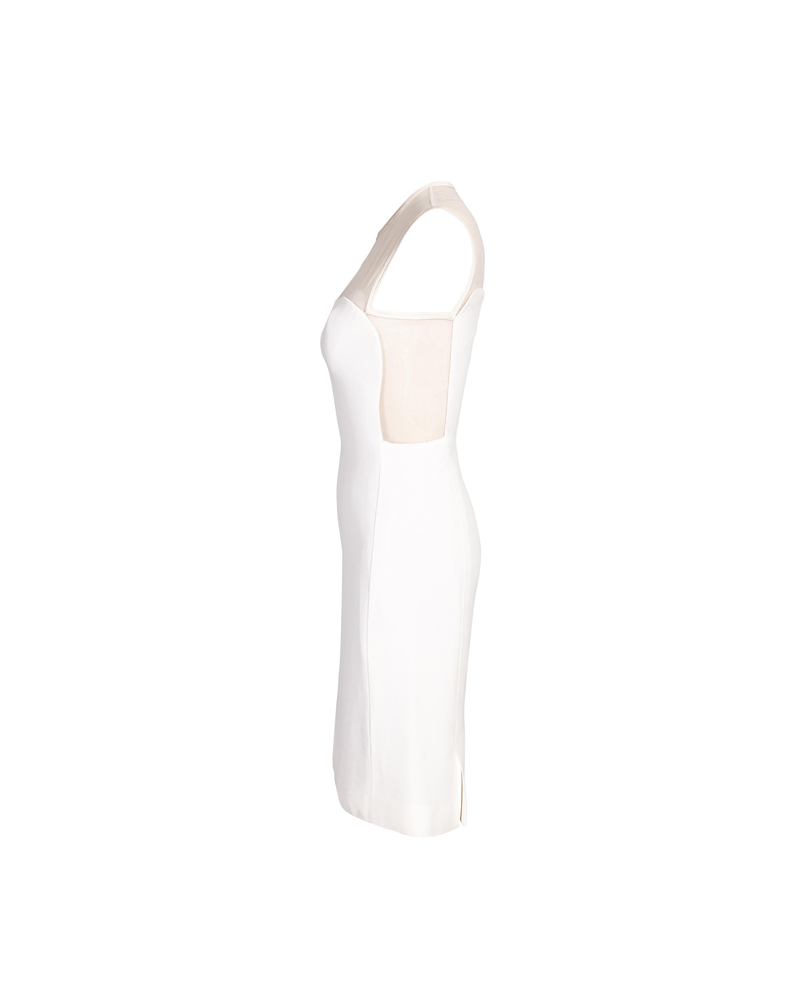  S/S 1996 Gianni Versace Mini-robe en maille blanche Pour femmes 