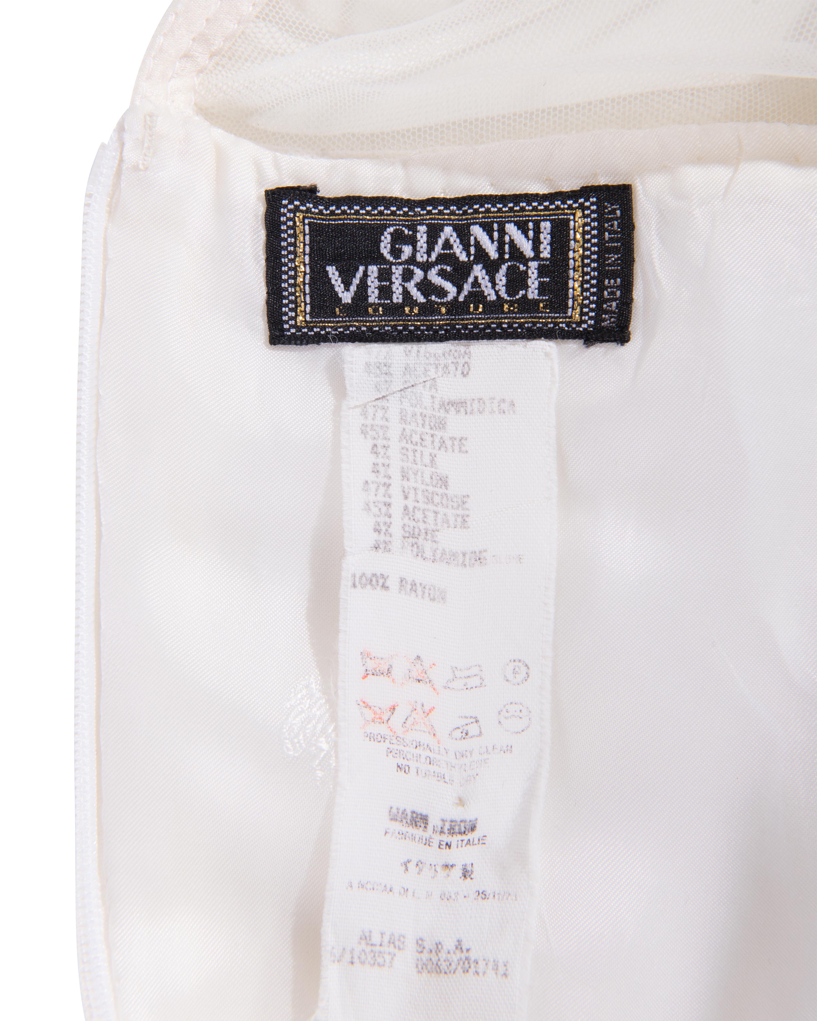 S/S 1996 Gianni Versace White Mesh Mini Dress 3