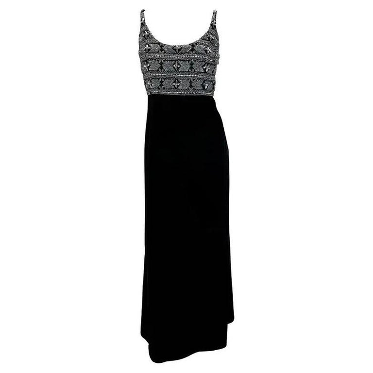 black and silver beaded dress Portia and Scarlett PS23645 Long Strapless Beaded Prom Dress