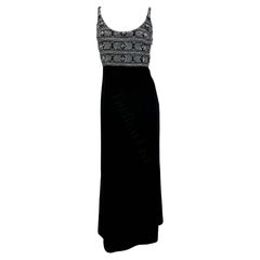 Vintage S/S 1996 Giorgio Armani Backless Black Silver Beaded Dress