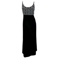 Retro S/S 1996 Giorgio Armani Backless Black Silver Beaded Dress