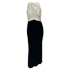 S/S 1996 Giorgio Armani Runway Ad Beaded Black White Crossover Gown