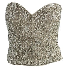 Vintage S/S 1996 Giorgio Armani Runway Silver Beaded Corset Bustier