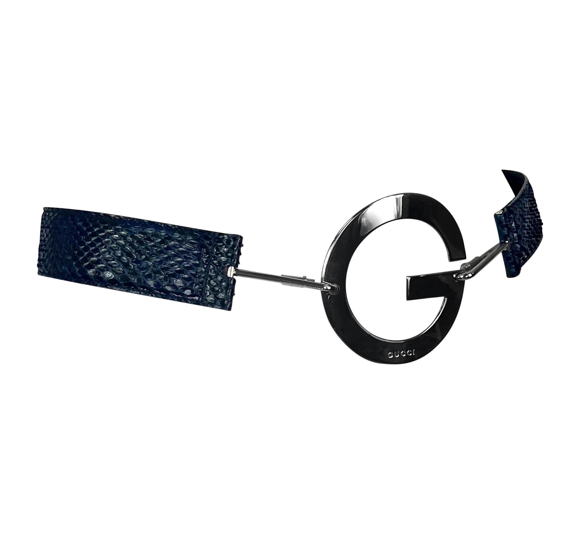 S/S 1996 Gucci by Tom Ford Ad Blue Genuine Python G Circle Buckle Belt For Sale 5