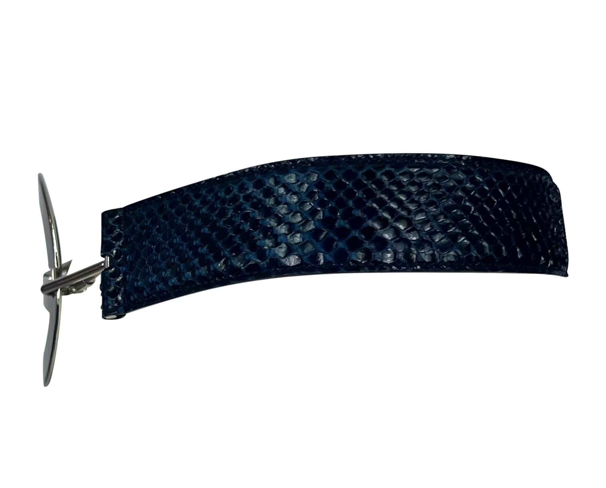 S/S 1996 Gucci by Tom Ford Ad Blue Genuine Python G Circle Buckle Belt For Sale 2