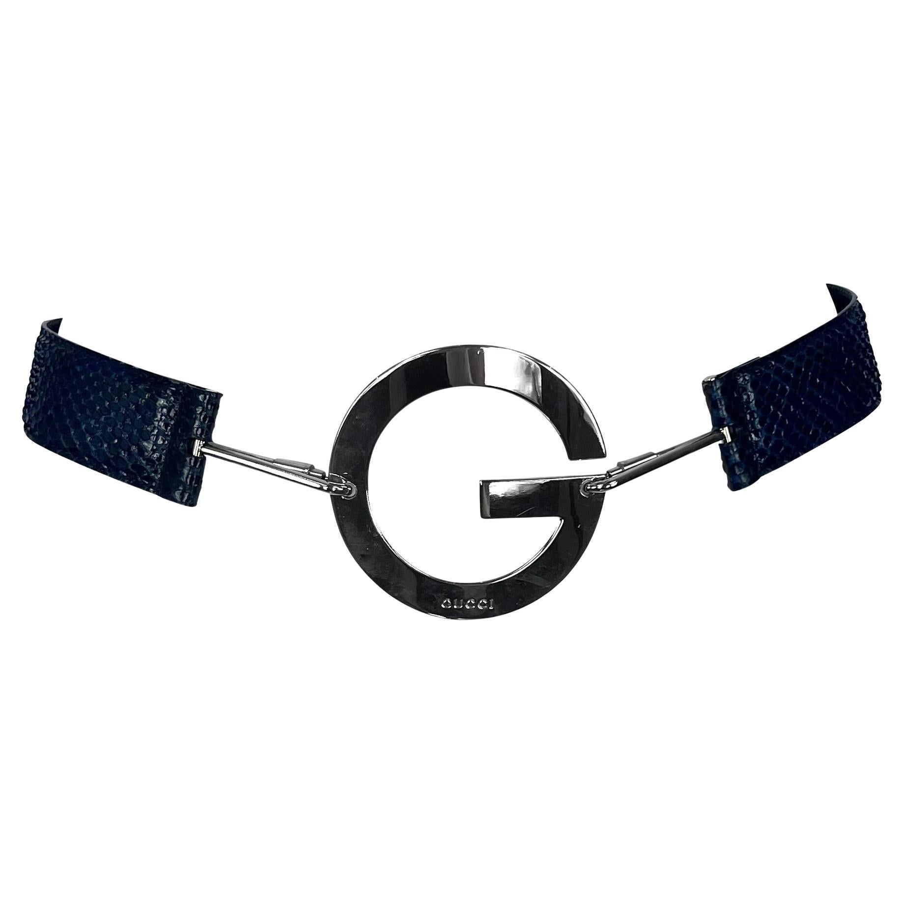 S/S 1996 Gucci by Tom Ford Ad Blue Genuine Python G Circle Buckle Belt For Sale