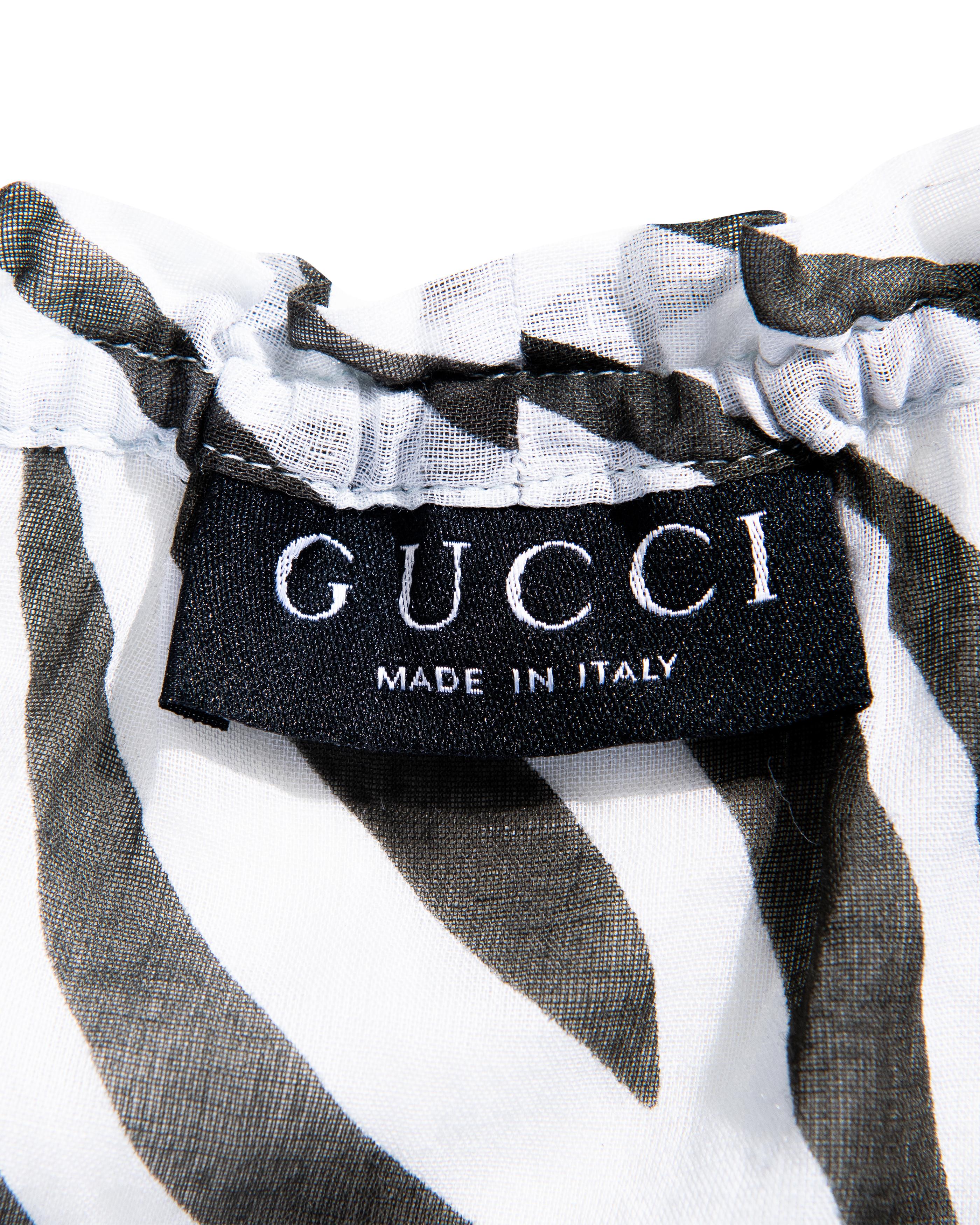 S/S 1996 Gucci by Tom Ford Blouse en coton imprimé zèbre noir et blanc 5