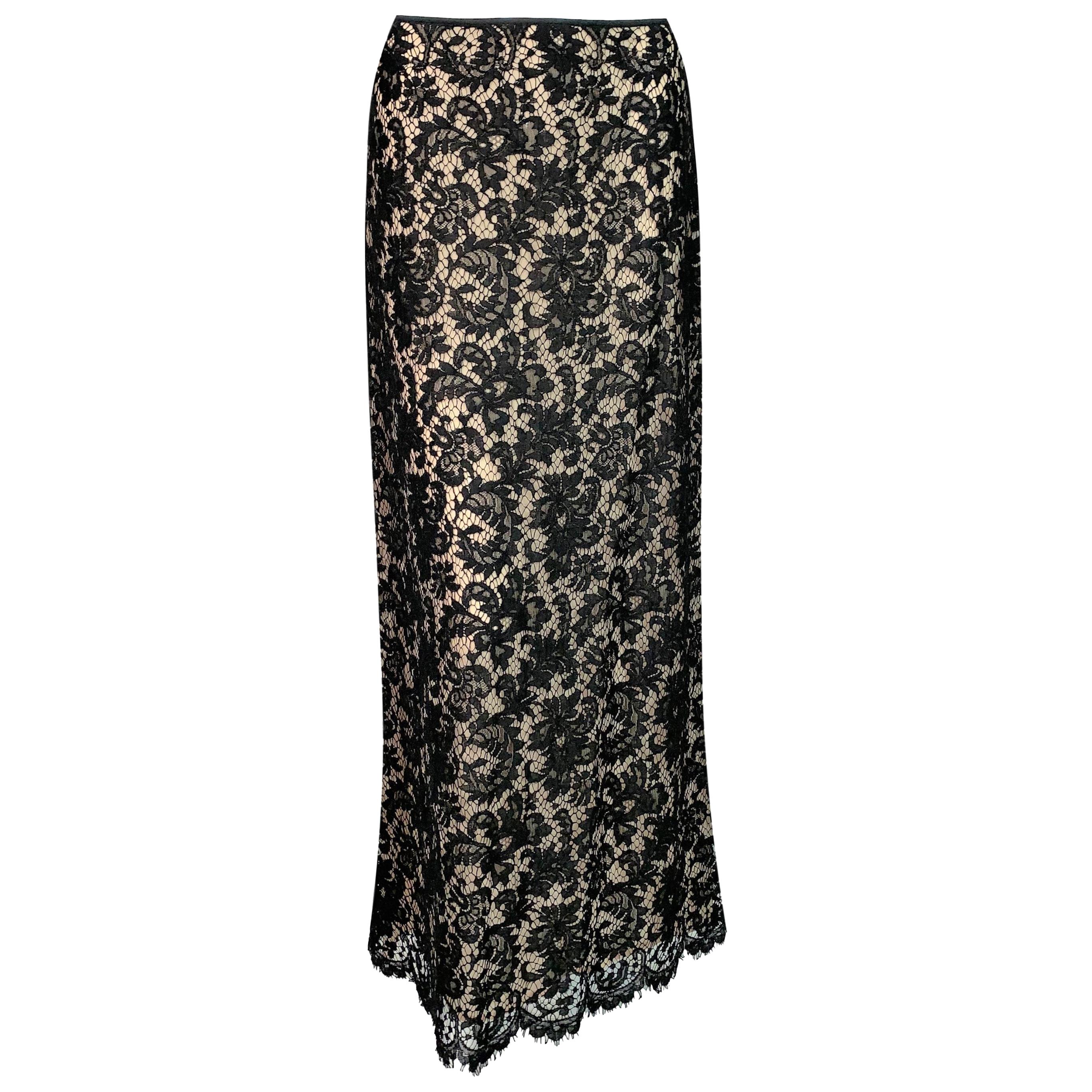 S/S 1996 Gucci by Tom Ford Black Lace Long Skirt