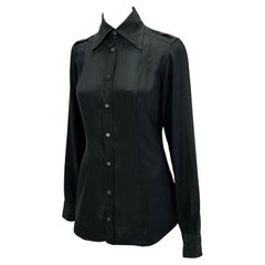 S/S 1997 Gucci by Tom Ford Black Panel Epaulettes Button Up Top