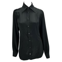 S/S 1996 Gucci by Tom Ford Black Panel Epaulettes Button Up Top