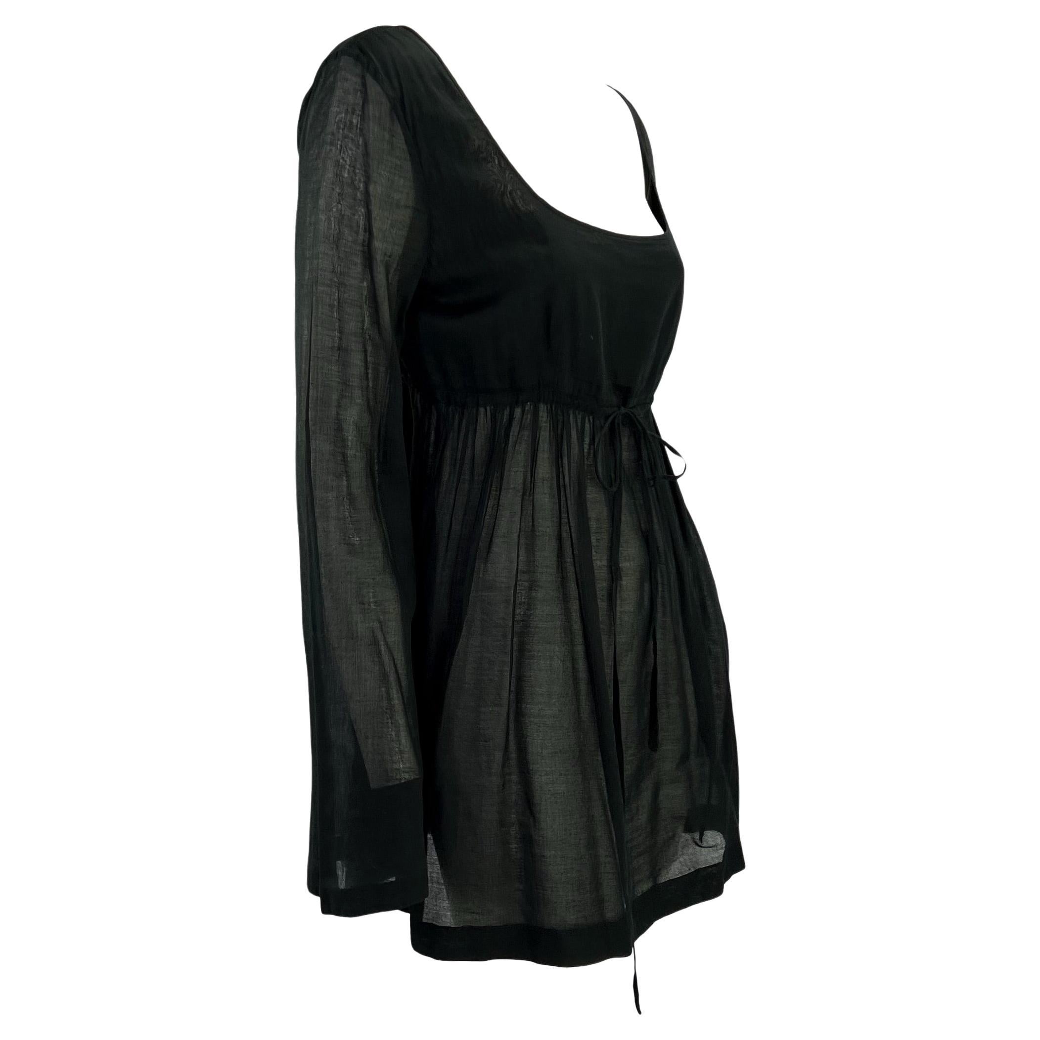 Women's S/S 1996 Gucci by Tom Ford Black Sheer Cotton Flared Babydoll Mini Dress