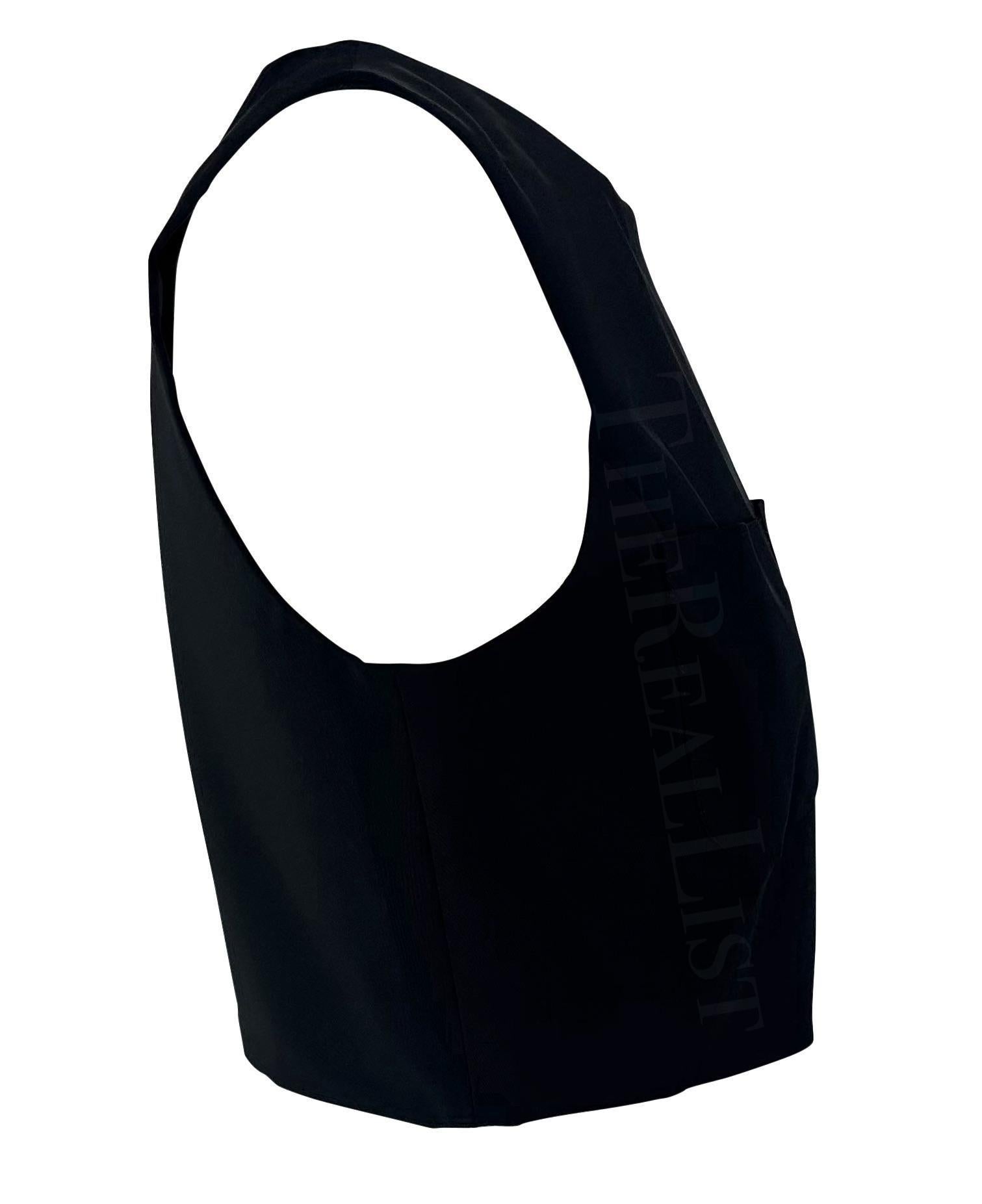 P/E 1996 Gucci by Tom Ford Crop Top in seta nera con due tasche frontali in vendita 1