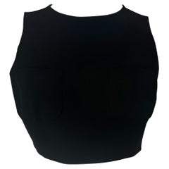 S/S 1996 Gucci by Tom Ford Black Silk Crop Top Two Front Pockets