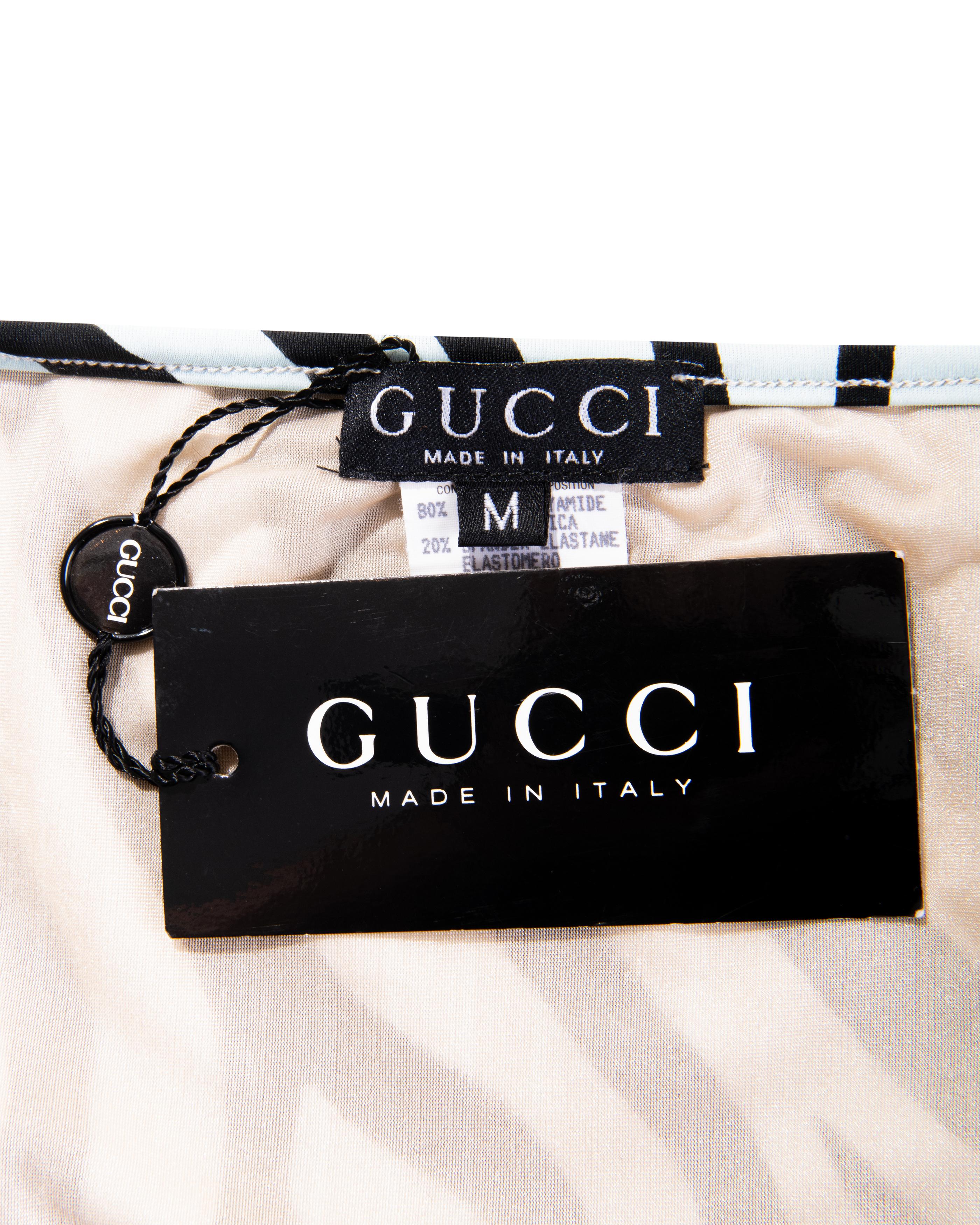 F/S 1996 Gucci by Tom Ford Blauer und schwarzer Bikini mit Zebradruck und String im Angebot 6