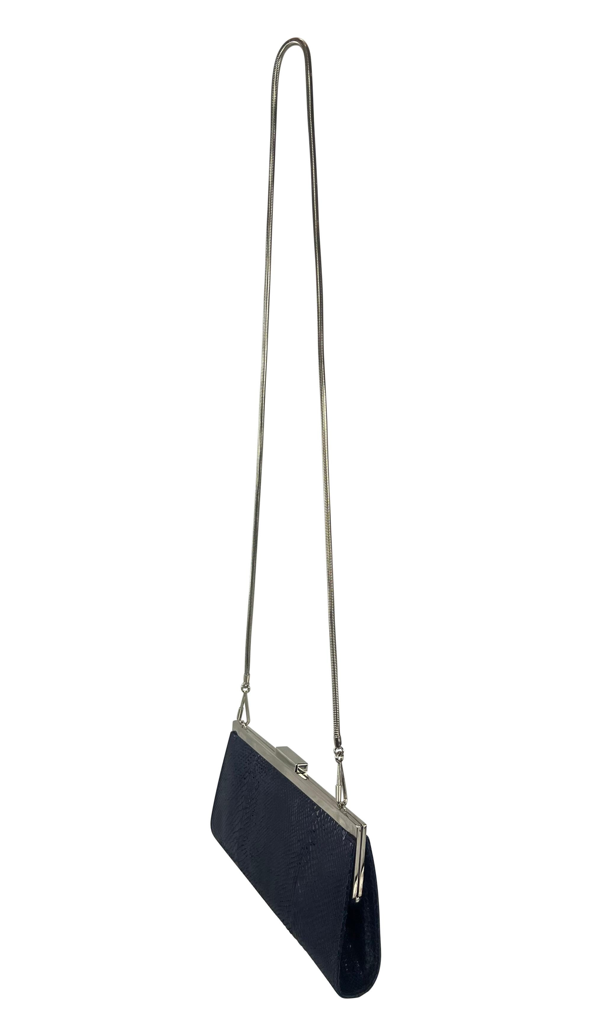 P/E 1996 Gucci by Tom Ford Pochette a catena convertibile in pitone blu intenso in vendita 4