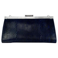 S/S 1996 Gucci by Tom Ford Deep Blue Python Convertible Chain Clutch