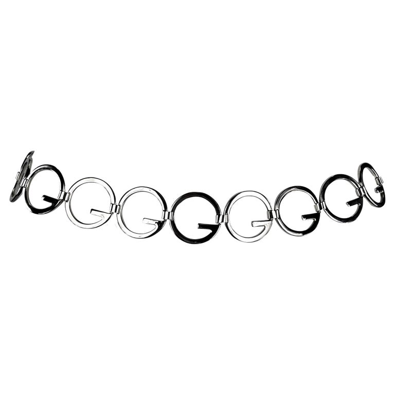 GUCCI Chain Link Wide Silver Belt.  Mirror Finish Buckle. Signature G Emblem. S/S 1996 Gucci by Tom Ford Silver Round G Medallion Buckle  main image 2