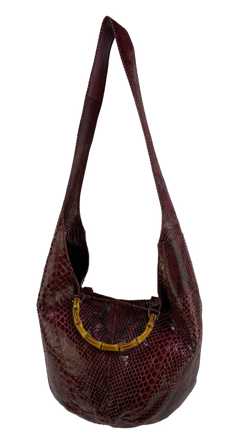 S/S 1996 Gucci by Tom Ford Kate Moss Burgundy Python Bamboo