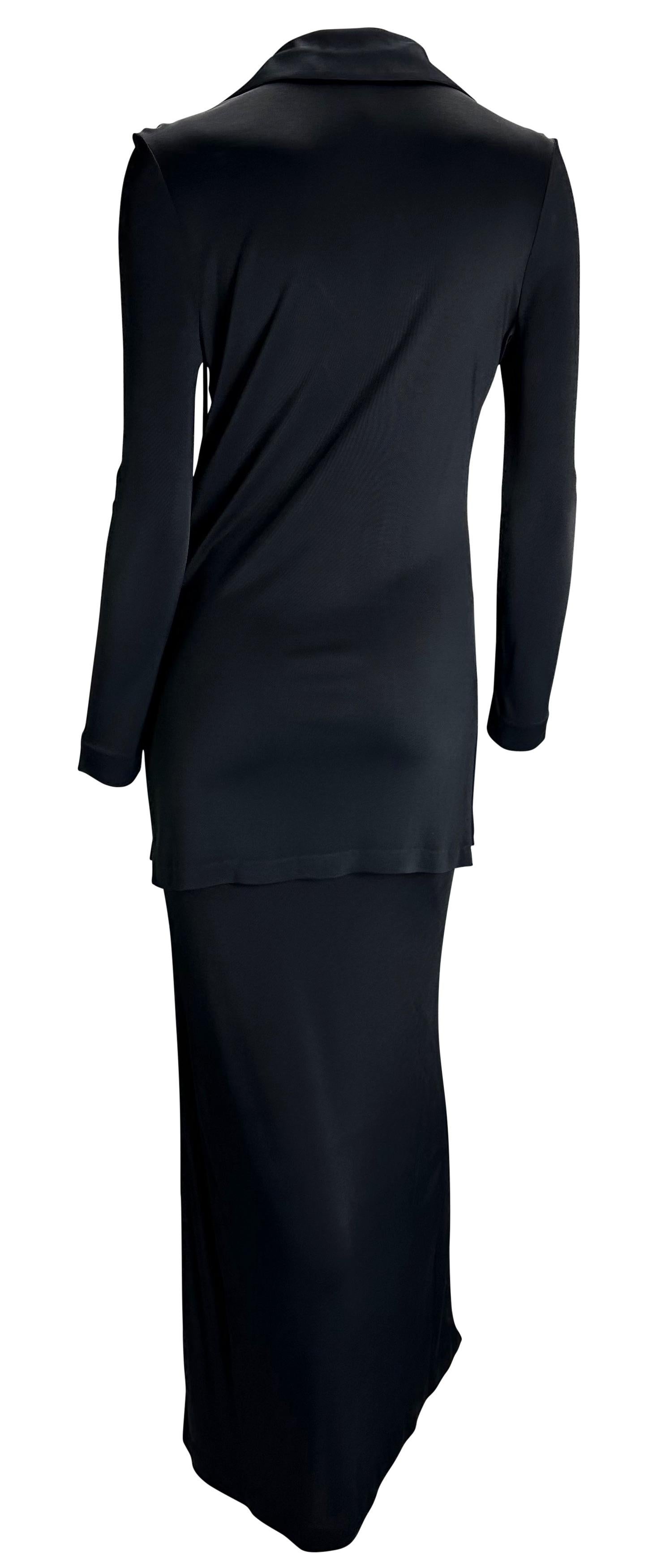 S/S 1996 Gucci by Tom Ford Madonna VH1 Lace-Up Tunic Navy Viscose Skirt Set For Sale 4
