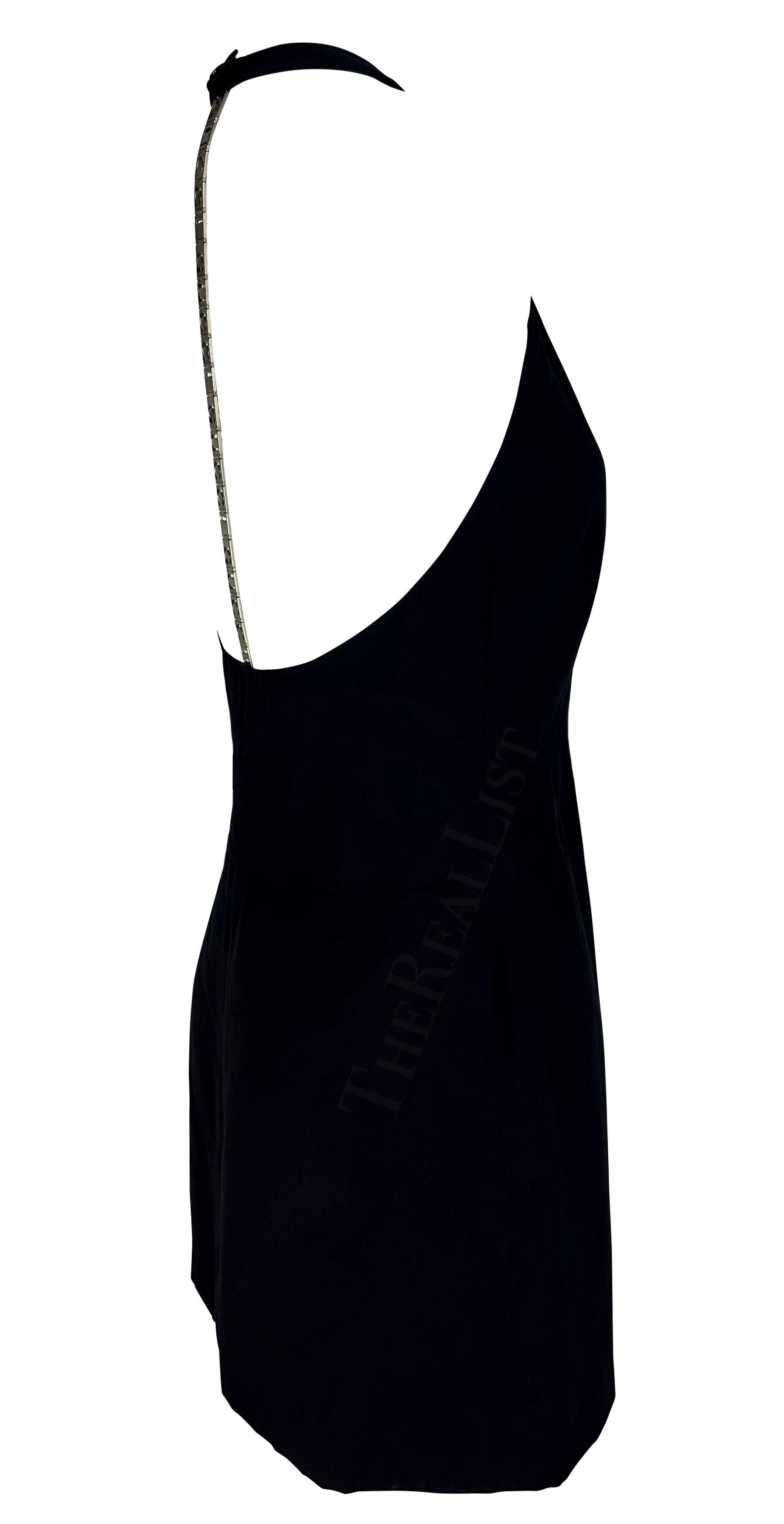 S/S 1996 Gucci by Tom Ford Metal Logo Spine Racerback Black Mini Dress In Excellent Condition In West Hollywood, CA